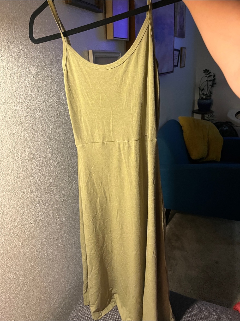 Light Olive Slip Dress with Thin Straps